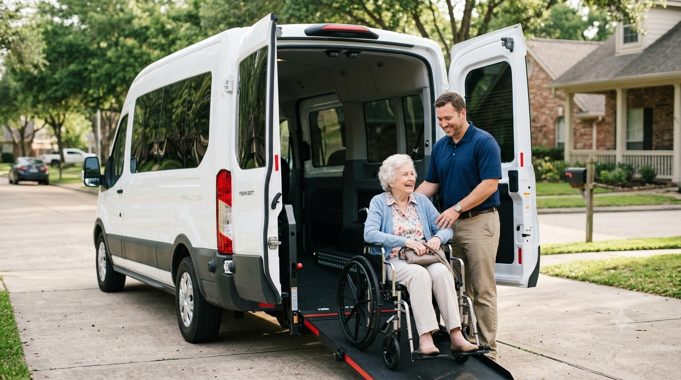 LyfeOnWheels wheelchair-accessible van providing door-to-door medical transportation in Houston