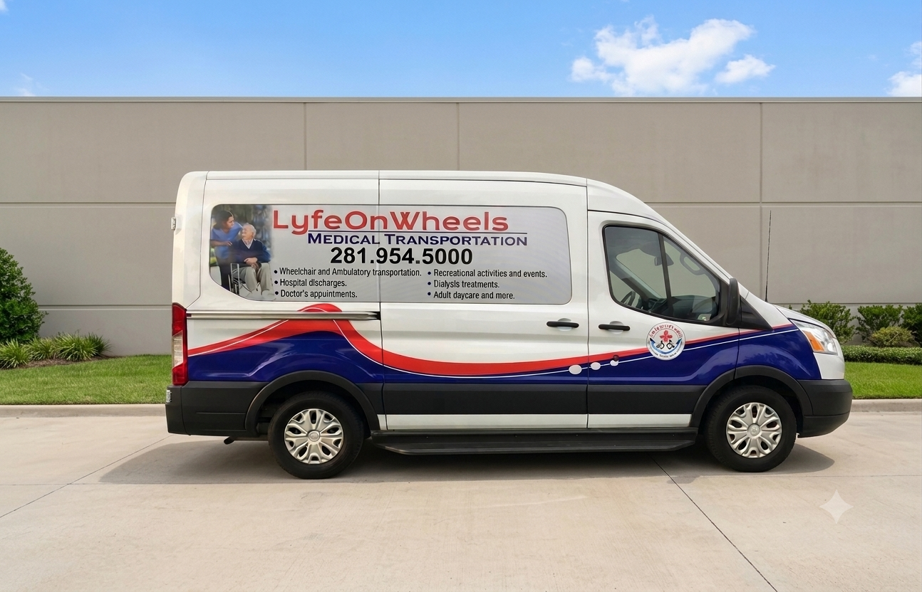 LyfeOnWheels branded medical transportation van